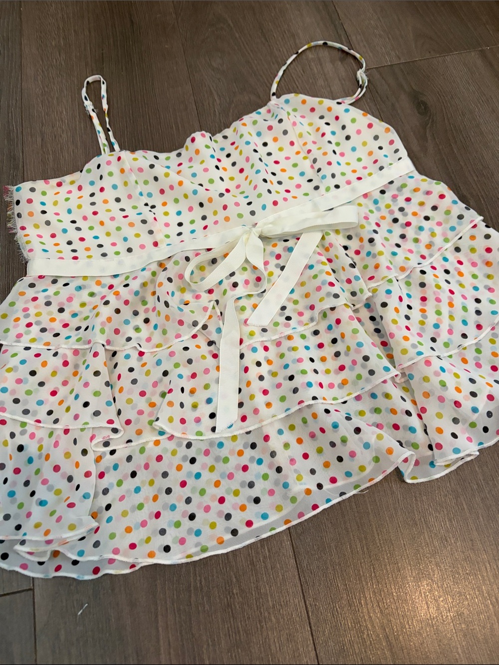 Forever 21 Girls White Polka Dot Ruffle Sundress